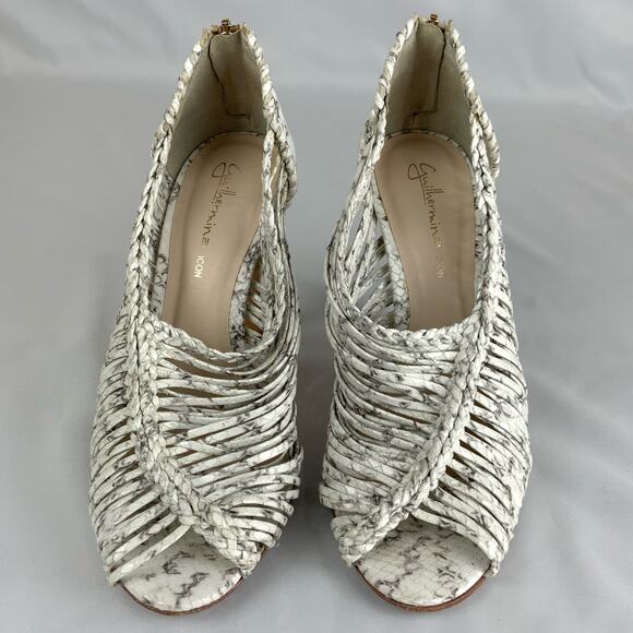 Anthropologie Guilhermina Muara Strappy Heeled Sandals White Snake Womens Size 7 - Picture 5 of 7